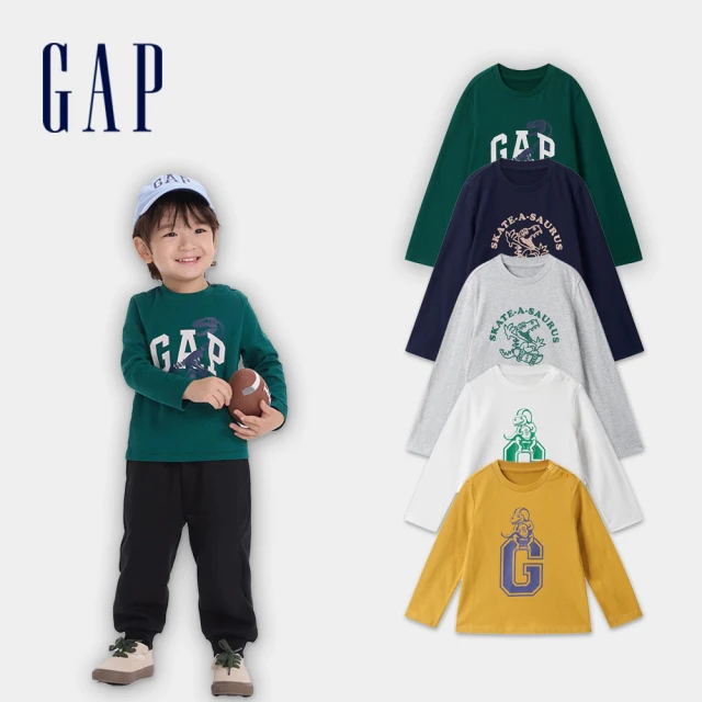 Gap 男童 Logo純棉印花圓領長袖T恤-藍色(735911) 歷史價格詳細信息