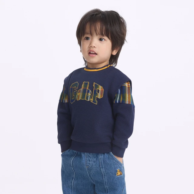 Gap 男幼童 學院風純棉小熊刺繡V領麻花針織外套-海軍藍(719403) 歷史價格詳細信息