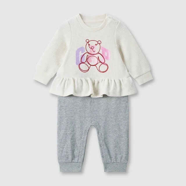 Gap 嬰兒裝 Logo小熊印花抽繩束口鬆緊褲-灰色(784841) 歷史價格詳細信息