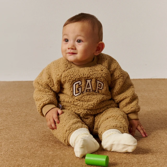 【GAP】嬰兒裝 Logo刺繡刷毛熊耳造型帽長袖包屁衣/連身衣-海軍藍(644733) 歷史價格詳細信息