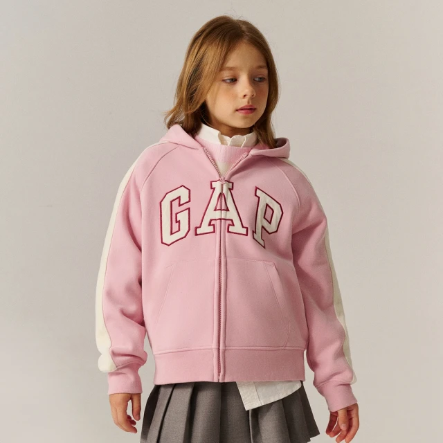 Gap 女幼童 Logo刺繡寬鬆式連帽休閒上衣 627834-淺灰色 歷史價格詳細信息