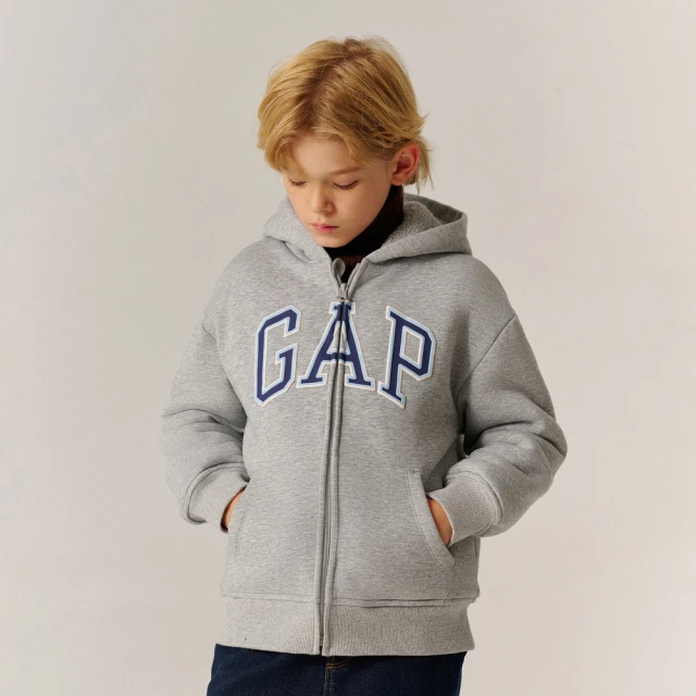 【GAP】兒童裝 Logo刷毛束口鬆緊運動褲 碳素軟磨系列-灰色(641850) 歷史價格詳細信息