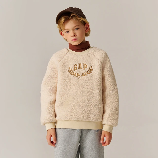 【GAP】兒童裝 Logo刺繡刷毛圓領大學T-紫色(683622) 歷史價格詳細信息