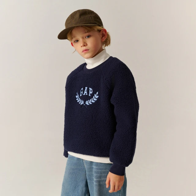 【GAP】兒童裝 Logo刺繡刷毛圓領大學T-紫色(683622) 歷史價格詳細信息