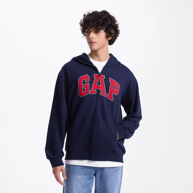 【GAP】男裝 Logo刺繡布章立領棒球外套-黑色(640138) 歷史價格詳細信息