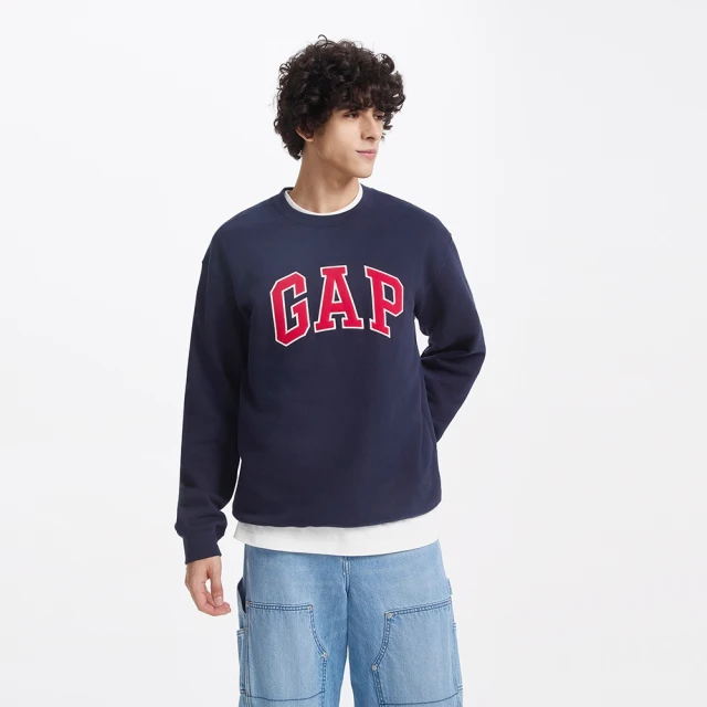 Gap 男女同款 Logo刷毛長袖帽T 碳素軟磨系列-藍色(791339) 歷史價格詳細信息