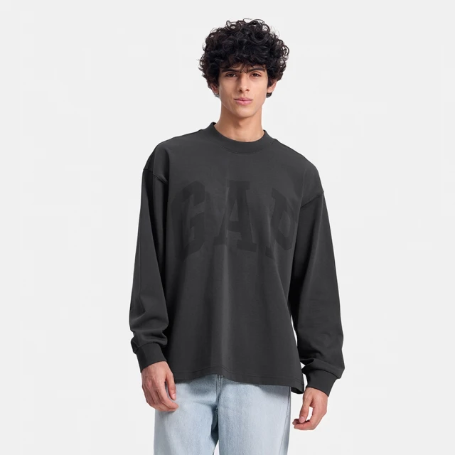 Gap 男裝 Logo純棉印花圓領長袖T恤-黑色(773184) 歷史價格詳細信息