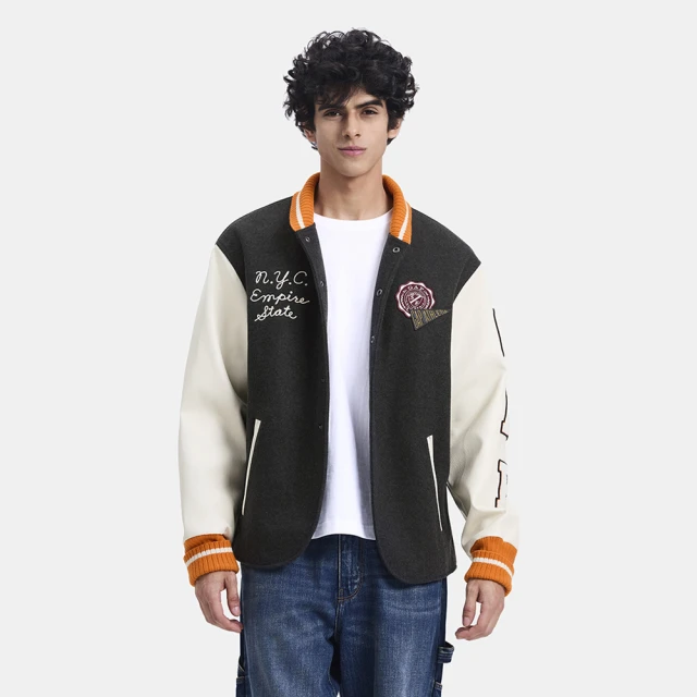 【GAP】男裝 Logo刺繡布章立領棒球外套-黑色(640138) 歷史價格詳細信息