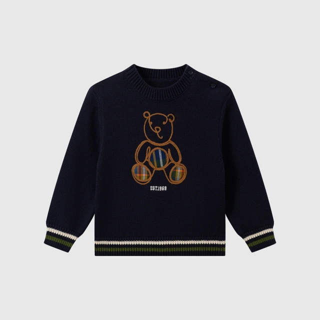 Gap 男幼童裝 純棉小熊刺繡翻領長袖襯衫-黑白格子(779283) 歷史價格詳細信息