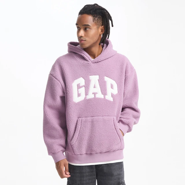 Gap 男女同款 Logo刷毛長袖帽T 碳素軟磨系列-藍色(791339) 歷史價格詳細信息