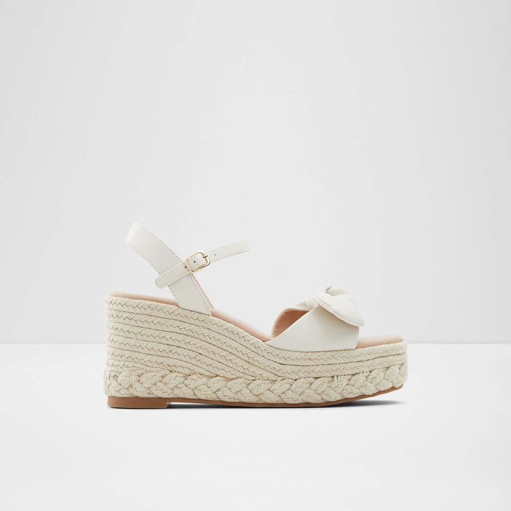 【ALDO】MACRAMA-編織麻繩蝴蝶結楔型厚底涼鞋(粉膚色) 歷史價格詳細信息