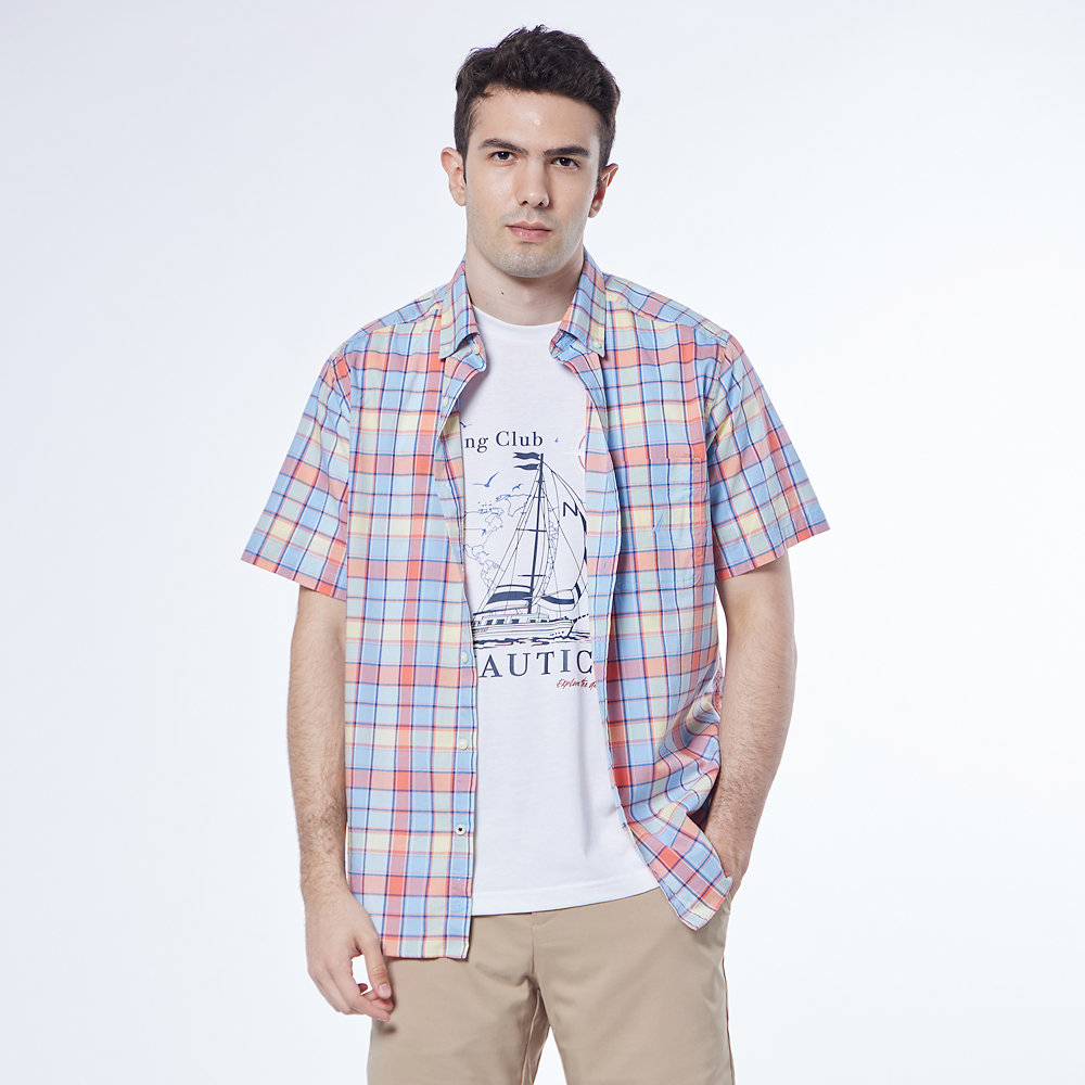 【NAUTICA】女裝 經典格紋休閒長版襯衫(黑色) 歷史價格詳細信息