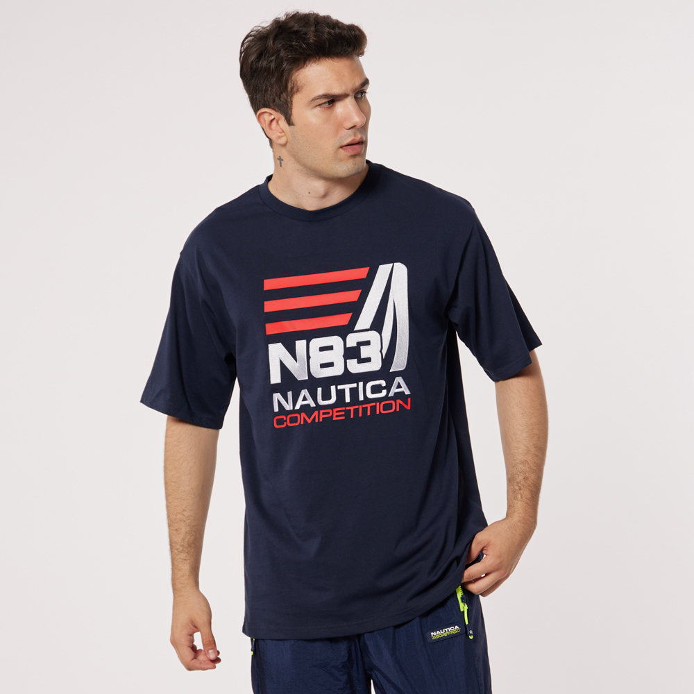 【NAUTICA】COMPETITION男裝立體品牌LOGO短袖T恤(深藍) 歷史價格詳細信息