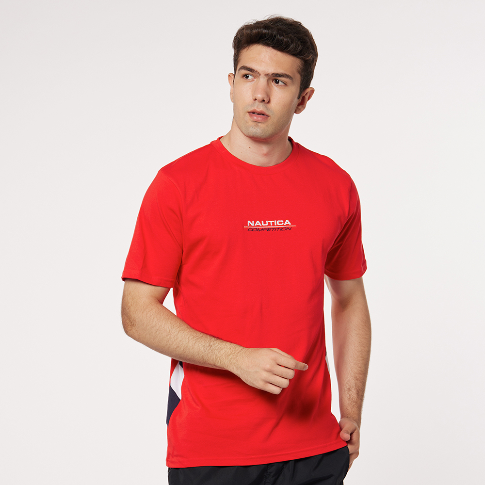 【NAUTICA】COMPETITION男裝撞色LOGO短袖T恤(深藍) 歷史價格詳細信息