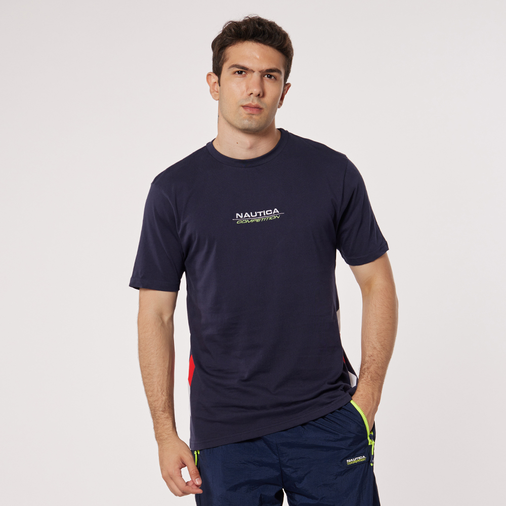 【NAUTICA】COMPETITION男裝撞色LOGO短袖T恤(深藍) 歷史價格詳細信息