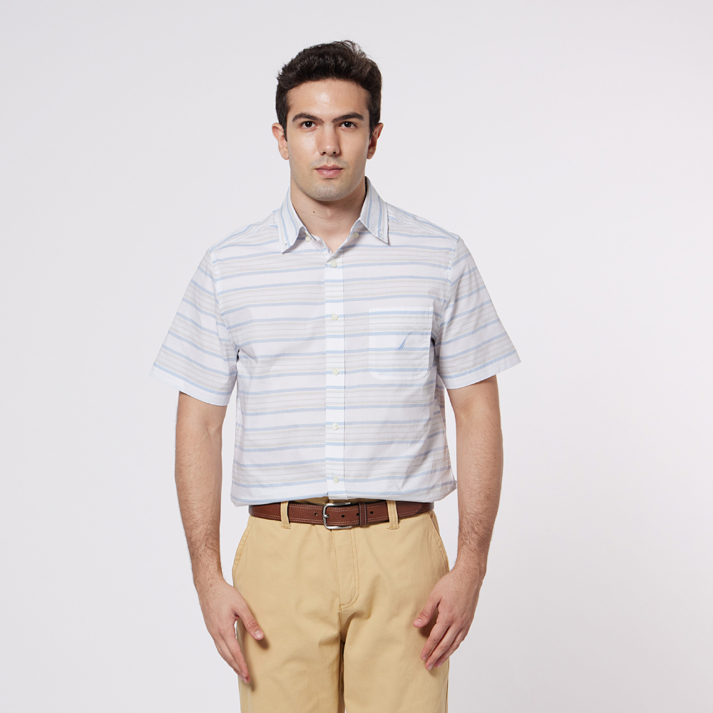 【NAUTICA】男裝 清新格紋短袖襯衫(藍色) 歷史價格詳細信息