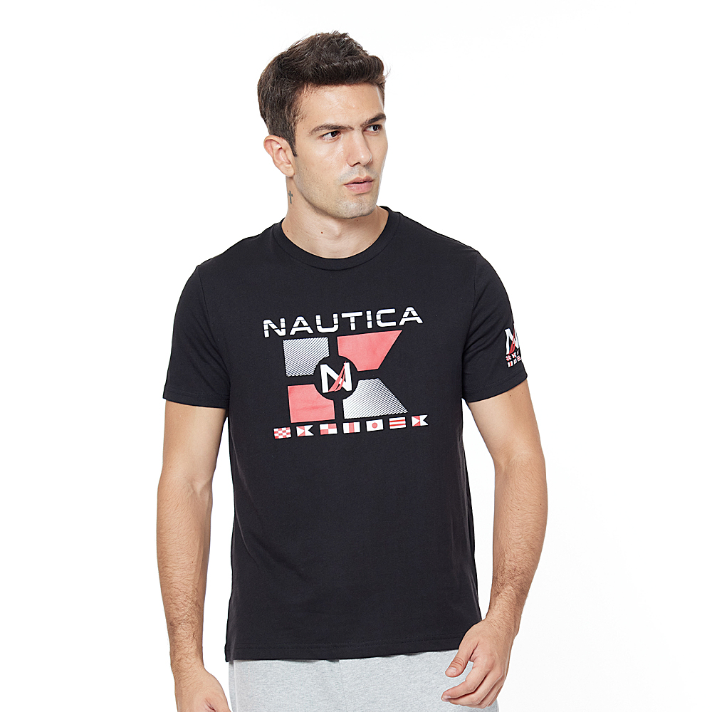 【NAUTICA】男裝撞色粗細條紋文青短袖襯衫(藍) 歷史價格詳細信息