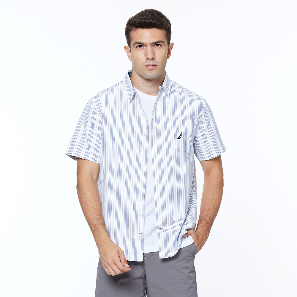 【NAUTICA】男裝 細緻滿版小魚印花長袖襯衫(深藍) 歷史價格詳細信息
