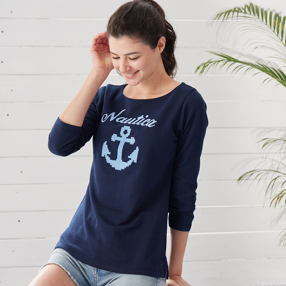 【NAUTICA】女裝圓領高腰剪裁長袖洋裝(粉色) 歷史價格詳細信息