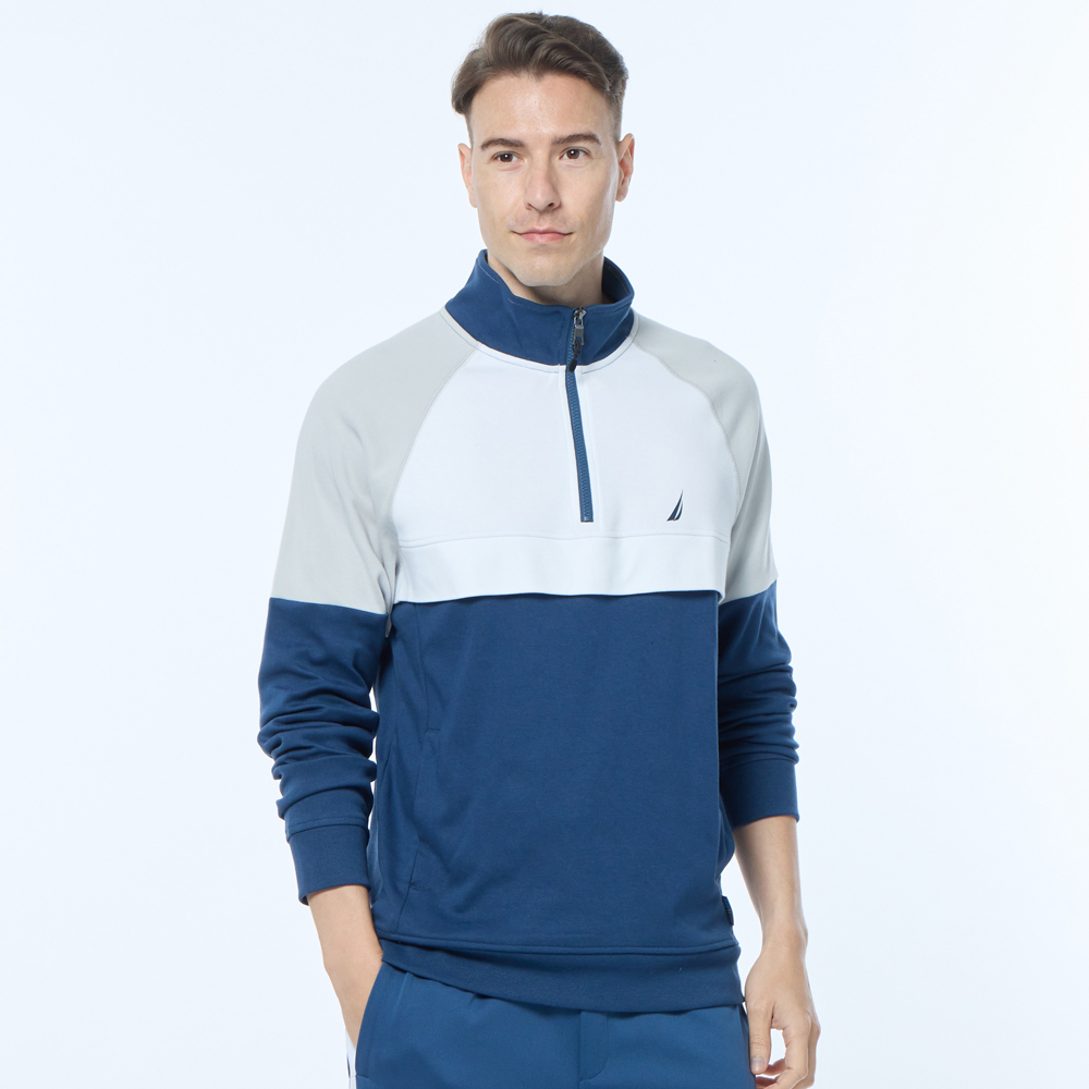 【NAUTICA】男裝 立領撞色刷毛長袖連帽T恤(藍) 歷史價格詳細信息
