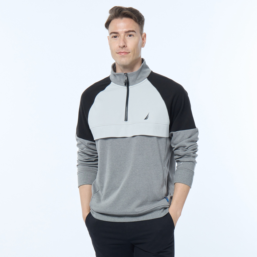 【NAUTICA】男裝 立領撞色刷毛長袖連帽T恤(藍) 歷史價格詳細信息