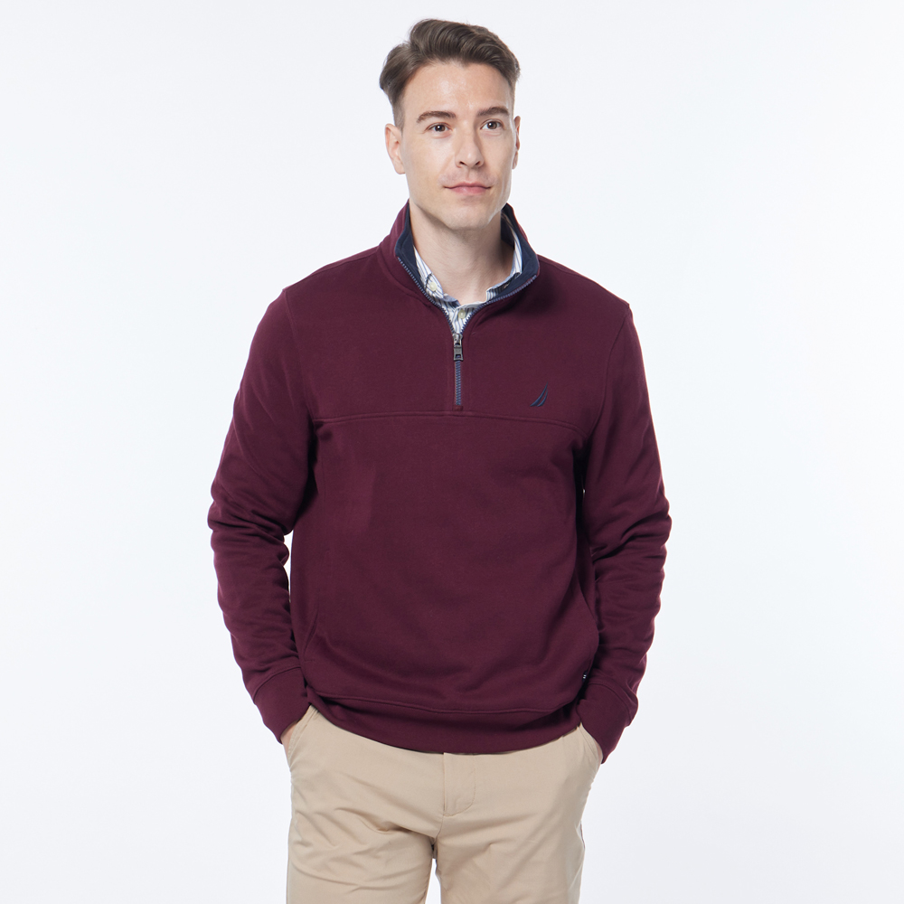 【NAUTICA】男裝 立領撞色刷毛長袖連帽T恤(藍) 歷史價格詳細信息
