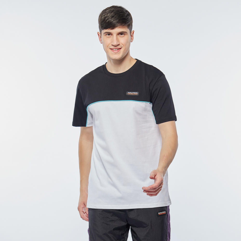 【NAUTICA】男裝 COMPETITION吸濕排汗撞色拼接長袖T恤(寶藍) 歷史價格詳細信息