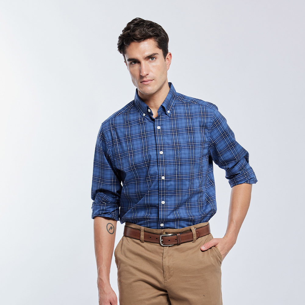 【NAUTICA】男裝 質感清新格紋短袖襯衫(淺藍) 歷史價格詳細信息