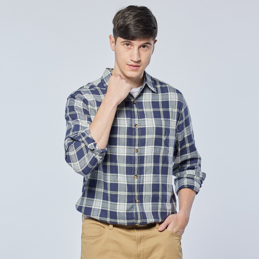 【NAUTICA】男裝 百搭條紋吸濕排汗長袖襯衫(白) 歷史價格詳細信息
