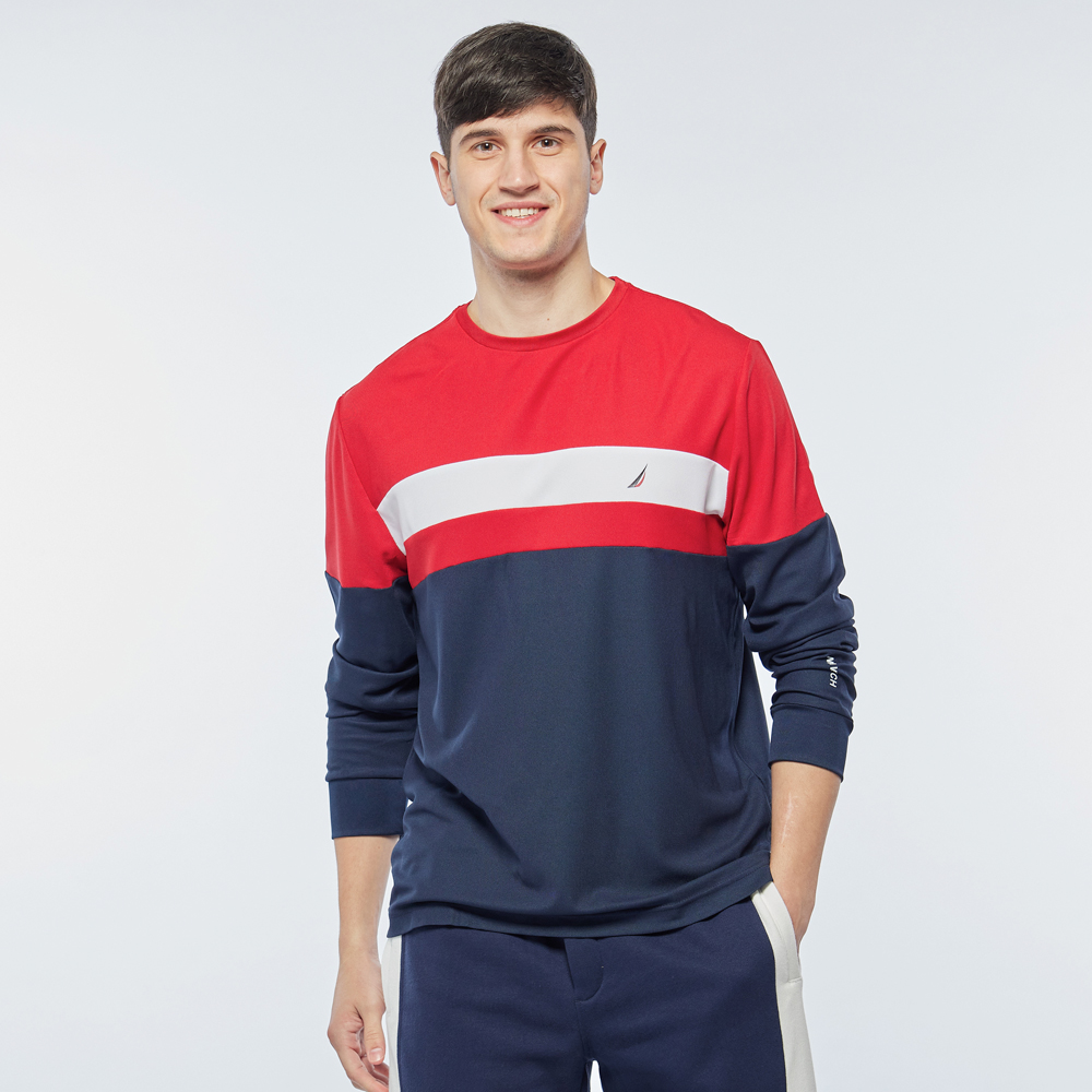 【NAUTICA】男裝 吸濕排汗跳色拼接短袖T恤(粉色) 歷史價格詳細信息