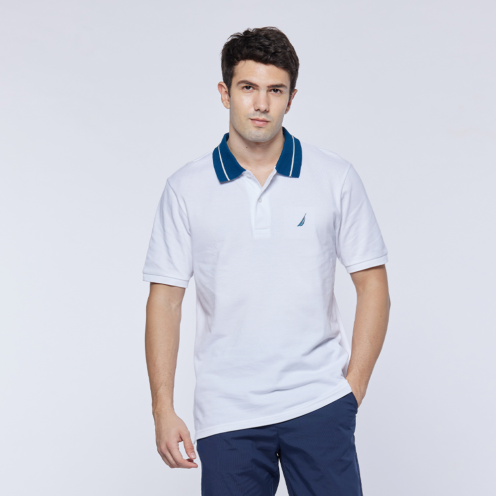 【NAUTICA】男裝 跳色拼接短袖POLO衫(深藍色) 歷史價格詳細信息