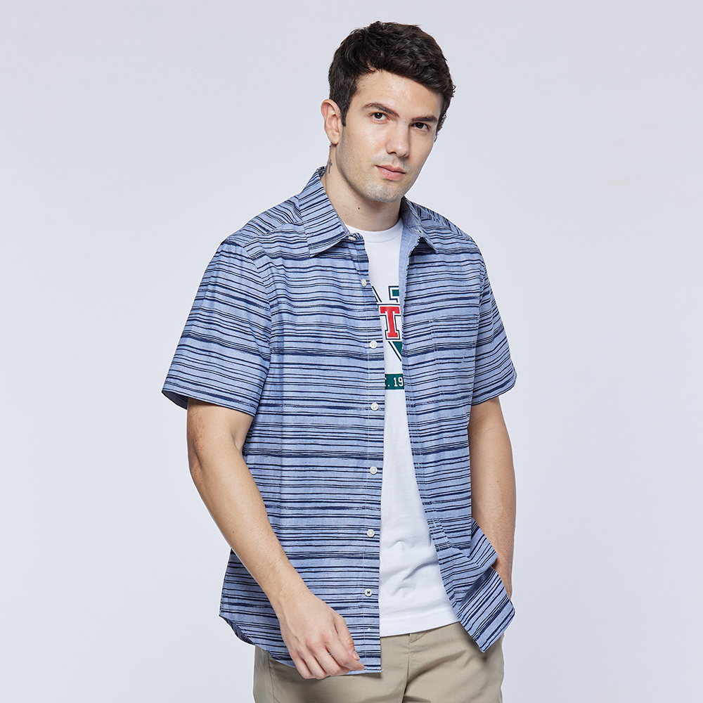 【NAUTICA】男裝 海洋風條紋長袖襯衫(藍) 歷史價格詳細信息