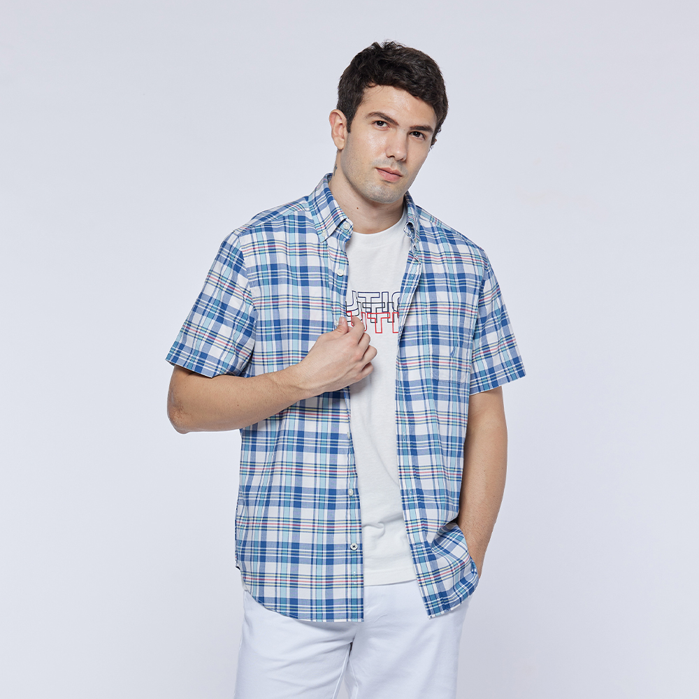 【NAUTICA】男裝 百搭條紋吸濕排汗長袖襯衫(白) 歷史價格詳細信息