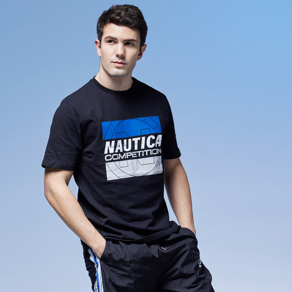 【NAUTICA】COMPETITION男裝撞色LOGO短袖T恤(深藍) 歷史價格詳細信息
