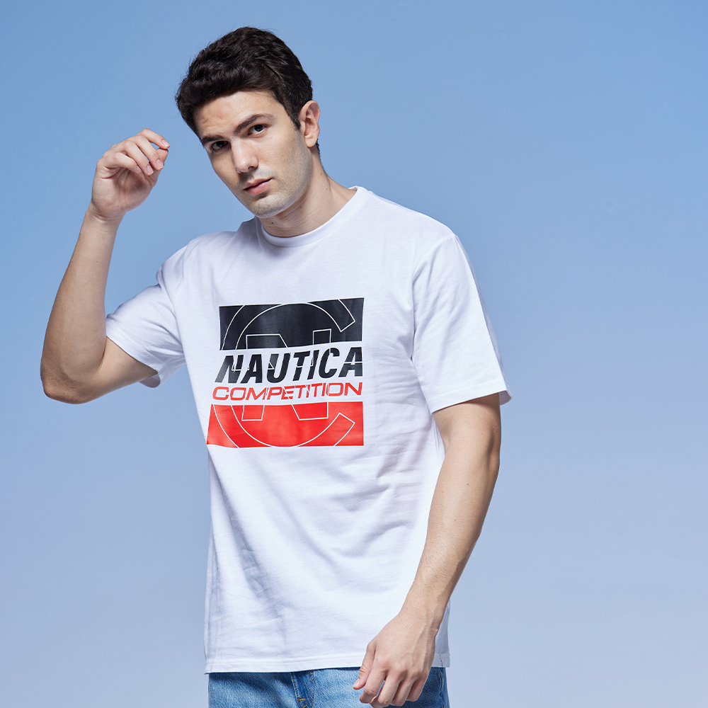 【NAUTICA】COMPETITION男裝撞色LOGO短袖T恤(深藍) 歷史價格詳細信息