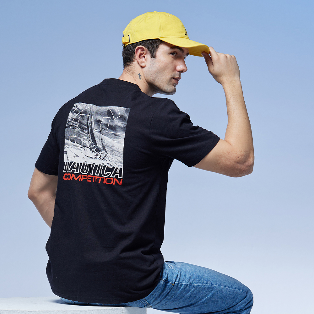 【NAUTICA】男裝 COMPETITION吸濕排汗撞色拼接長袖T恤(寶藍) 歷史價格詳細信息