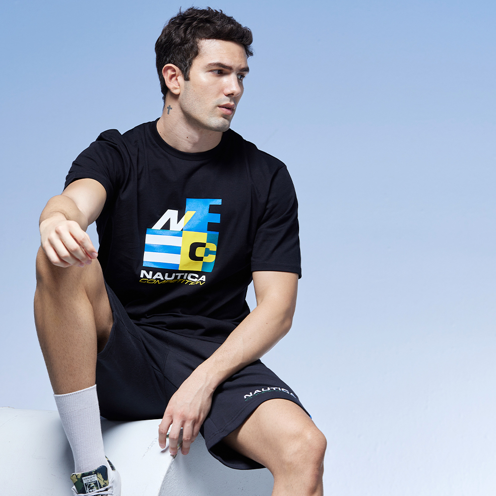 【NAUTICA】男裝 COMPETITION吸濕排汗撞色拼接長袖T恤(寶藍) 歷史價格詳細信息