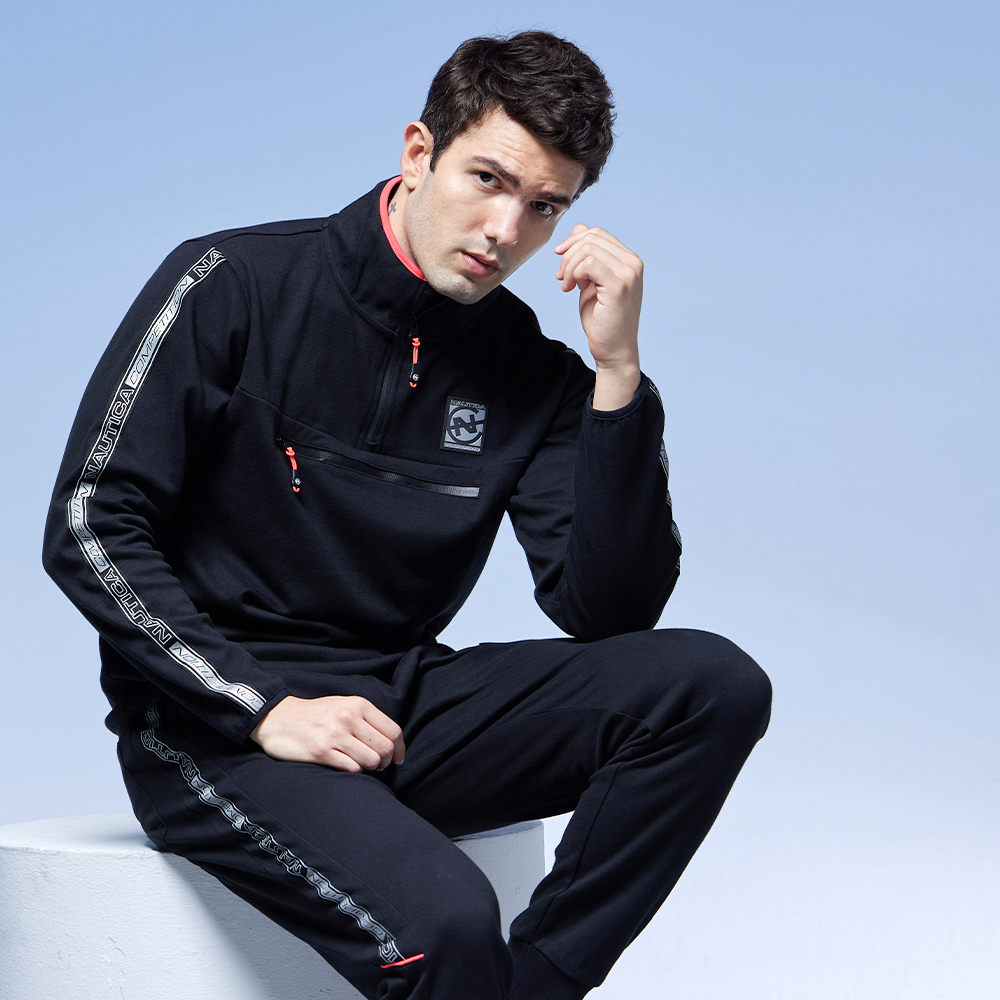 【NAUTICA】男裝 COMPETITION吸濕排汗撞色拼接長袖T恤(寶藍) 歷史價格詳細信息