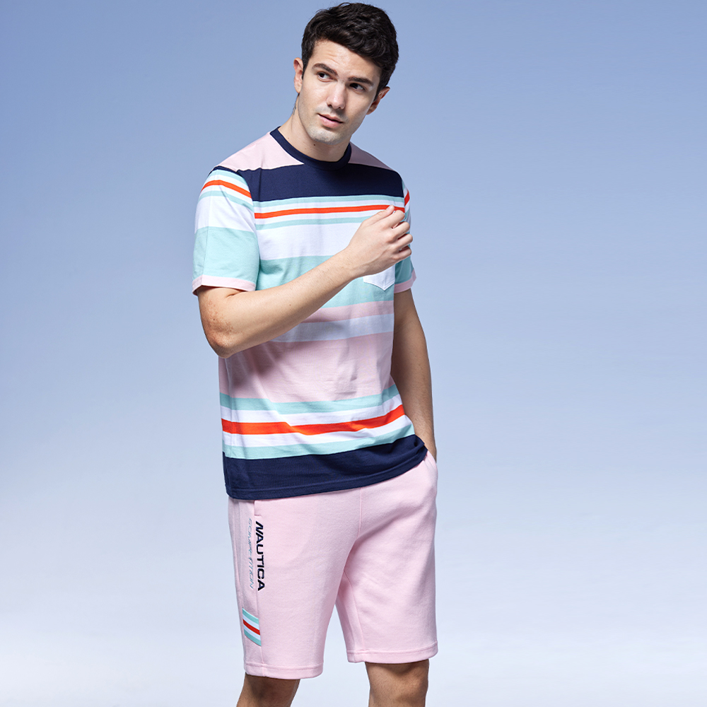 【NAUTICA】男裝 COMPETITION吸濕排汗撞色拼接長袖T恤(寶藍) 歷史價格詳細信息