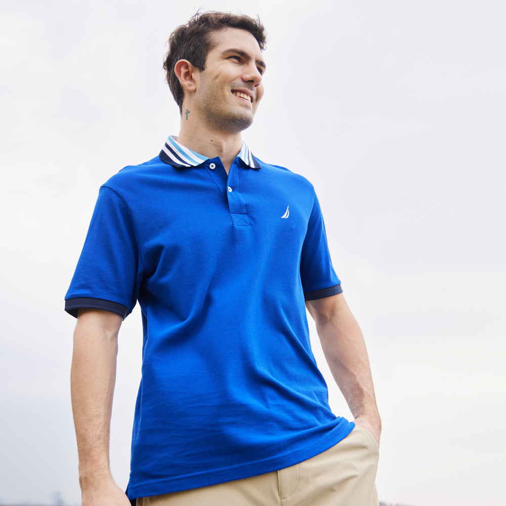 【NAUTICA】男裝撞色粗細條紋文青短袖襯衫(藍) 歷史價格詳細信息