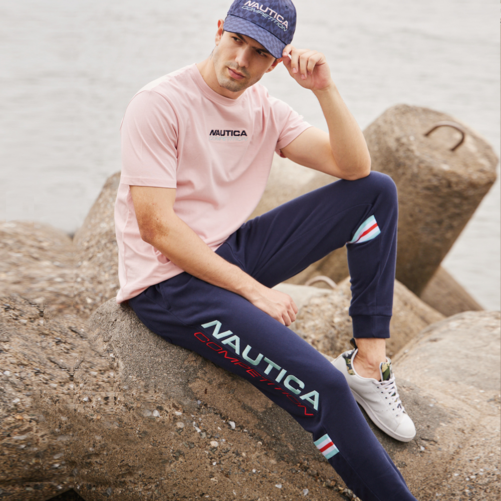 【NAUTICA】男裝 COMPETITION吸濕排汗撞色拼接長袖T恤(寶藍) 歷史價格詳細信息