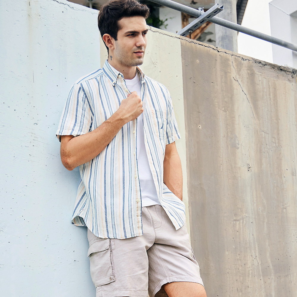 【NAUTICA】男裝 夏日清新條紋短袖POLO衫(海軍藍) 歷史價格詳細信息