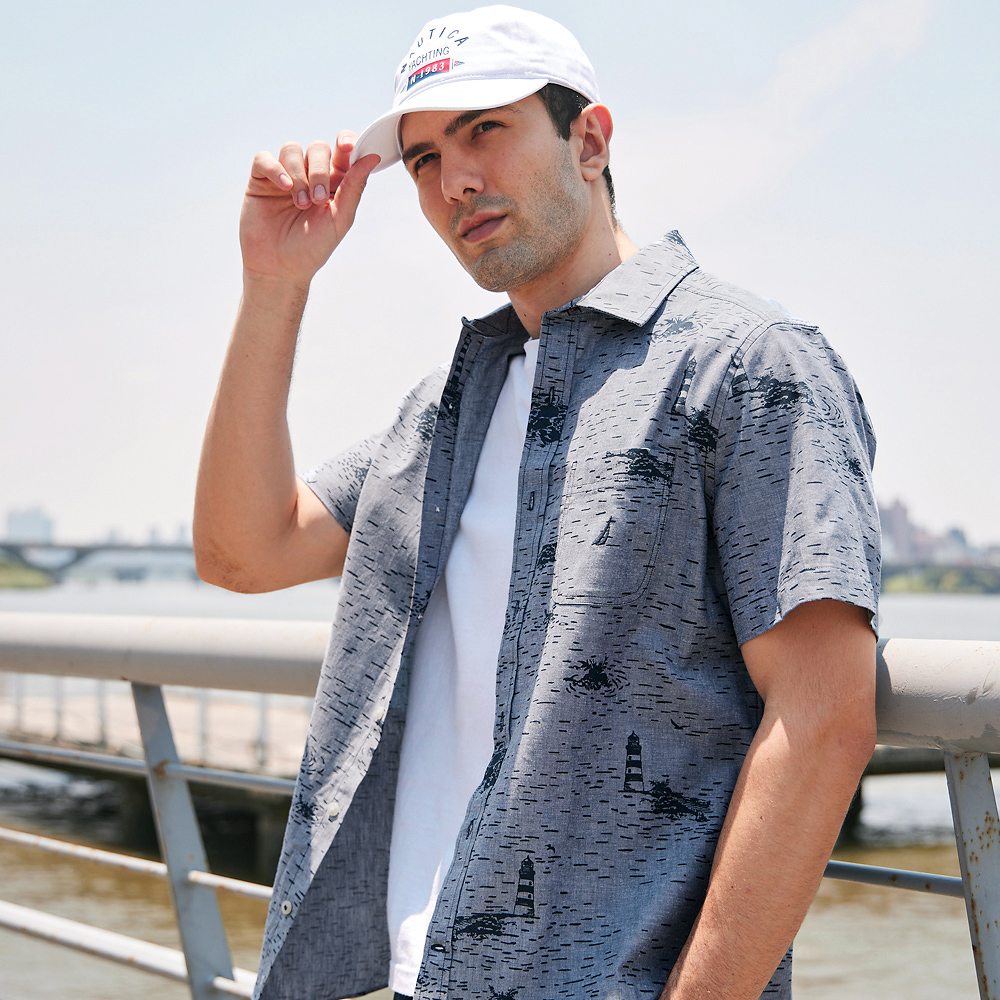【NAUTICA】男裝 燈塔圖騰設計LOGO短袖T恤(白色) 歷史價格詳細信息
