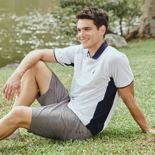 【NAUTICA】男裝 拼接造型吸濕排汗短袖POLO衫(深藍) 歷史價格詳細信息