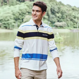 【NAUTICA】男裝 百搭條紋吸濕排汗長袖襯衫(白) 歷史價格詳細信息