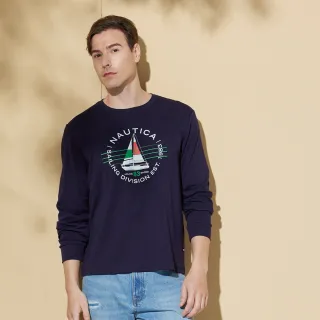 【NAUTICA】男裝 帆船圖騰印花長袖POLO衫(深藍) 歷史價格詳細信息