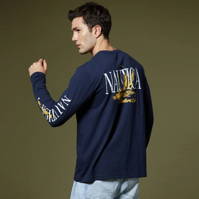 【NAUTICA】男裝 品牌文字LOGO印花大學T(卡其) 歷史價格詳細信息