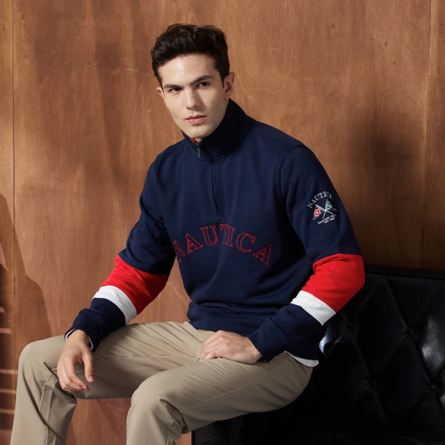 【NAUTICA】男裝 跳色拼接短袖POLO衫(深藍色) 歷史價格詳細信息