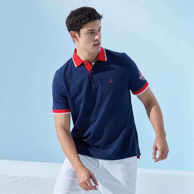 【NAUTICA】男裝 跳色拼接短袖POLO衫(深藍色) 歷史價格詳細信息