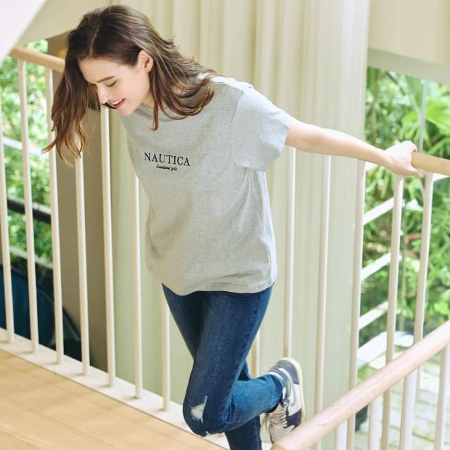 【NAUTICA】女裝 簡約撞色華夫格V領長袖T恤(粉色) 歷史價格詳細信息